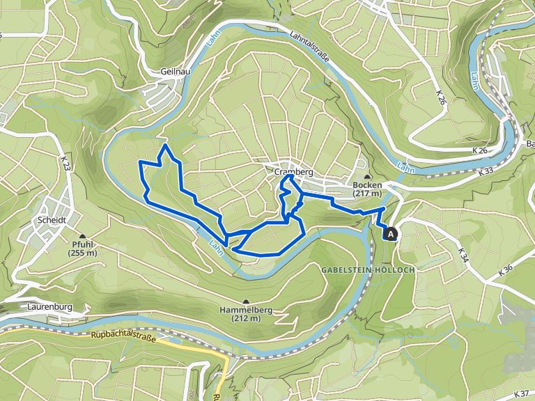 Blick auf Lahn und Gabelstein loop from Cramberg hike Komoot